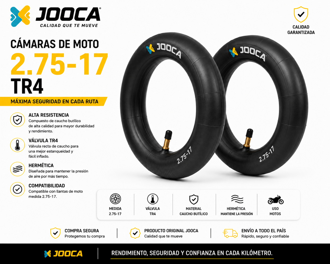 CAMARA MOTO 2.75-17 TR4 MARCA JOOCA