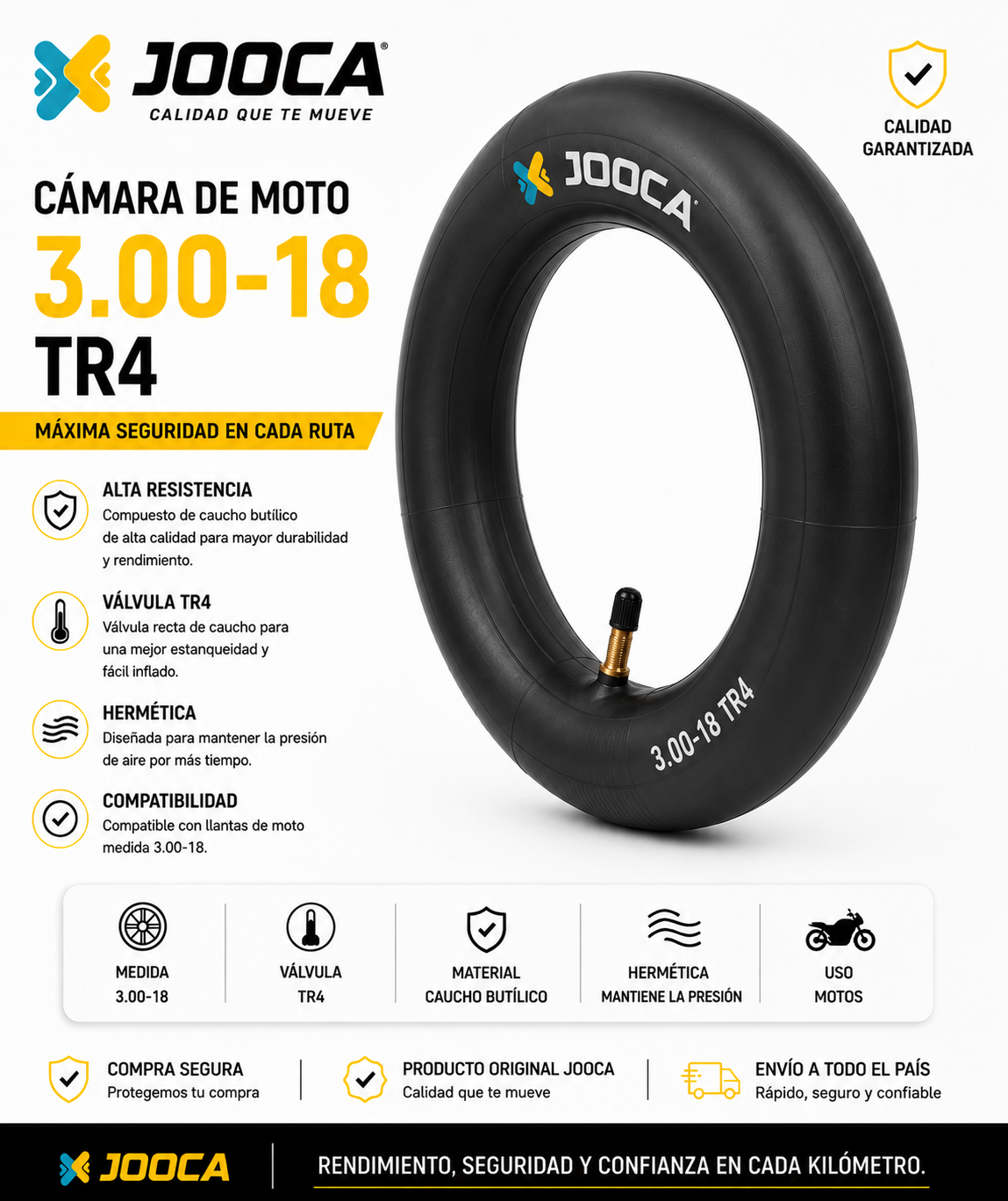 CAMARA 3.00-18 TR6 POST.M.LI MARCA JOOCA