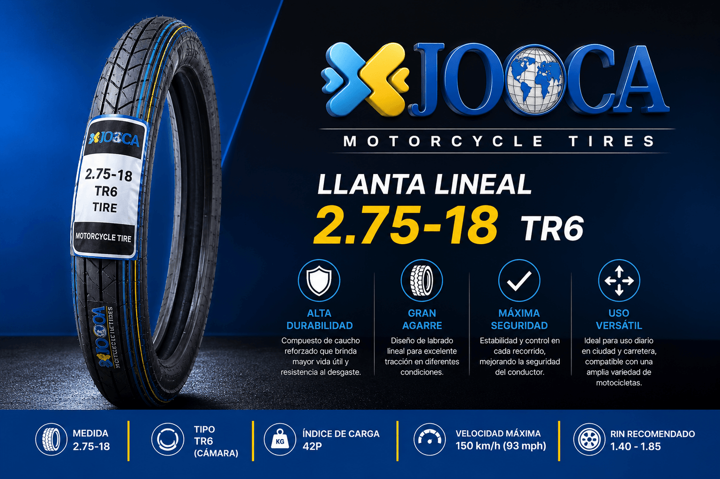 LLANTA MARCA JOOCA 2.75-18 TR6