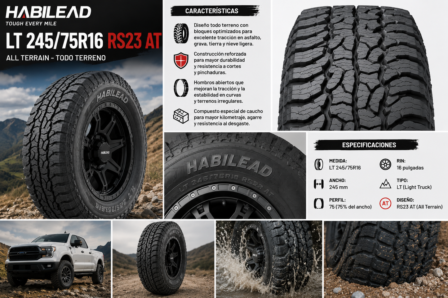 LLANTA LT 245/75R16 RS23 AT marca HABILEAD