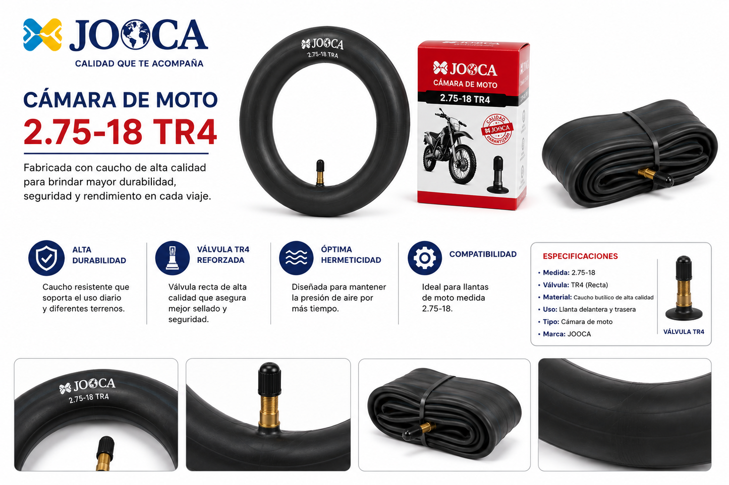 CAMARA DE MOTO 2.75-18 TR4 MARCA JOOCA